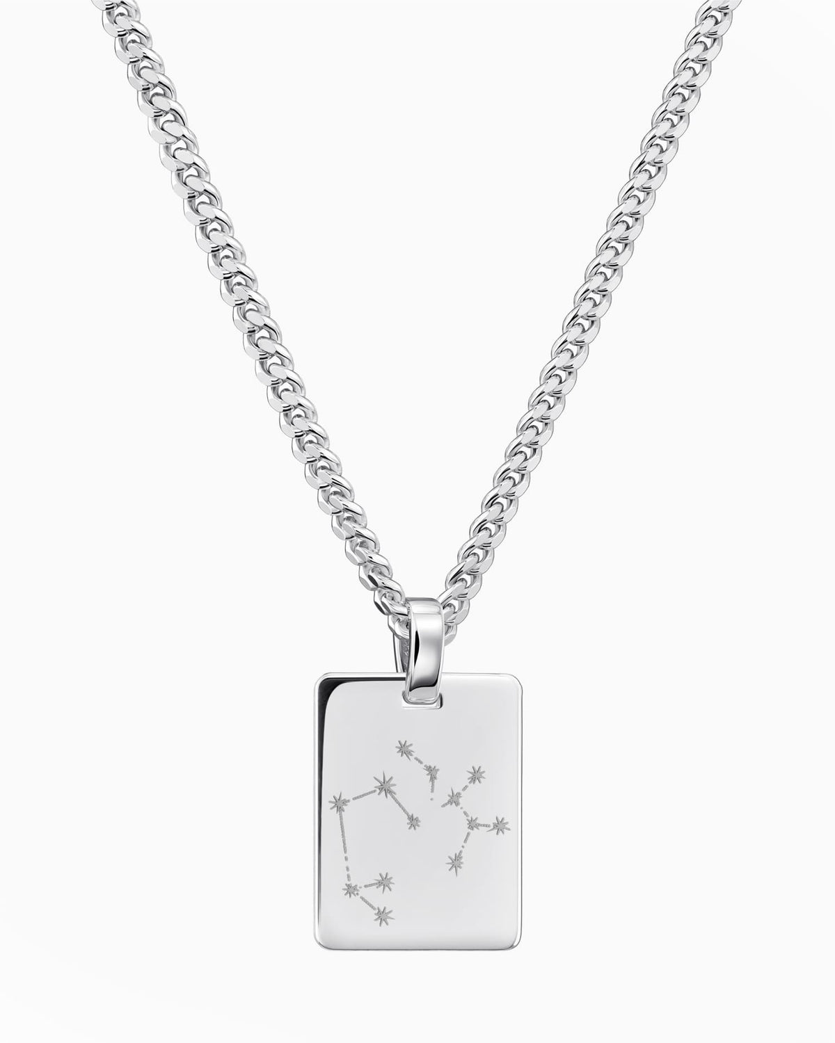 Zodiac sign engraving plate necklace pendant rectangle