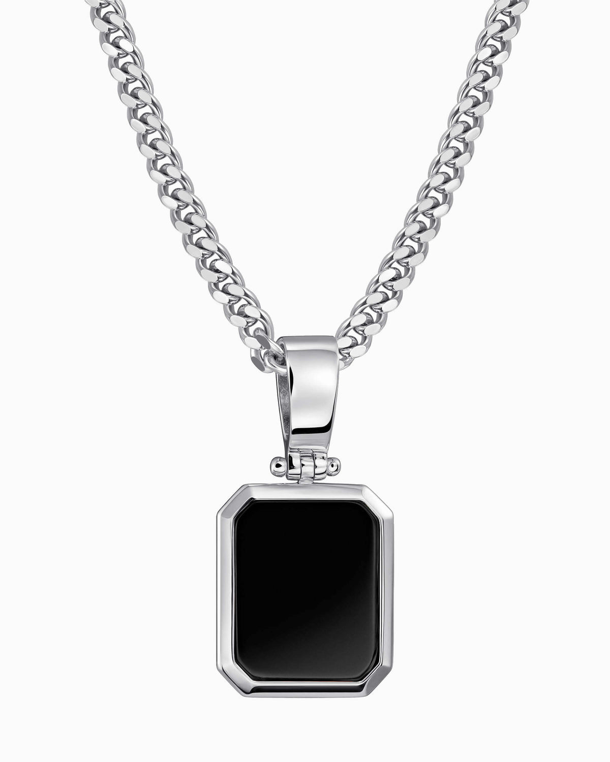 Onyx Oktagon Gravurplatte Halskette