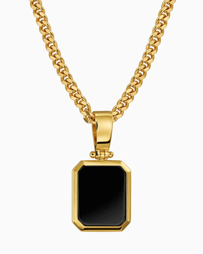 Onyx Oktagon Gravurplatte Halskette