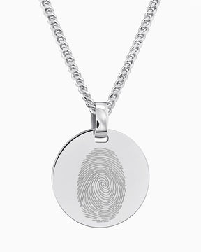 Vingerafdruk graveren platen ketting hanger ronde gepolijst