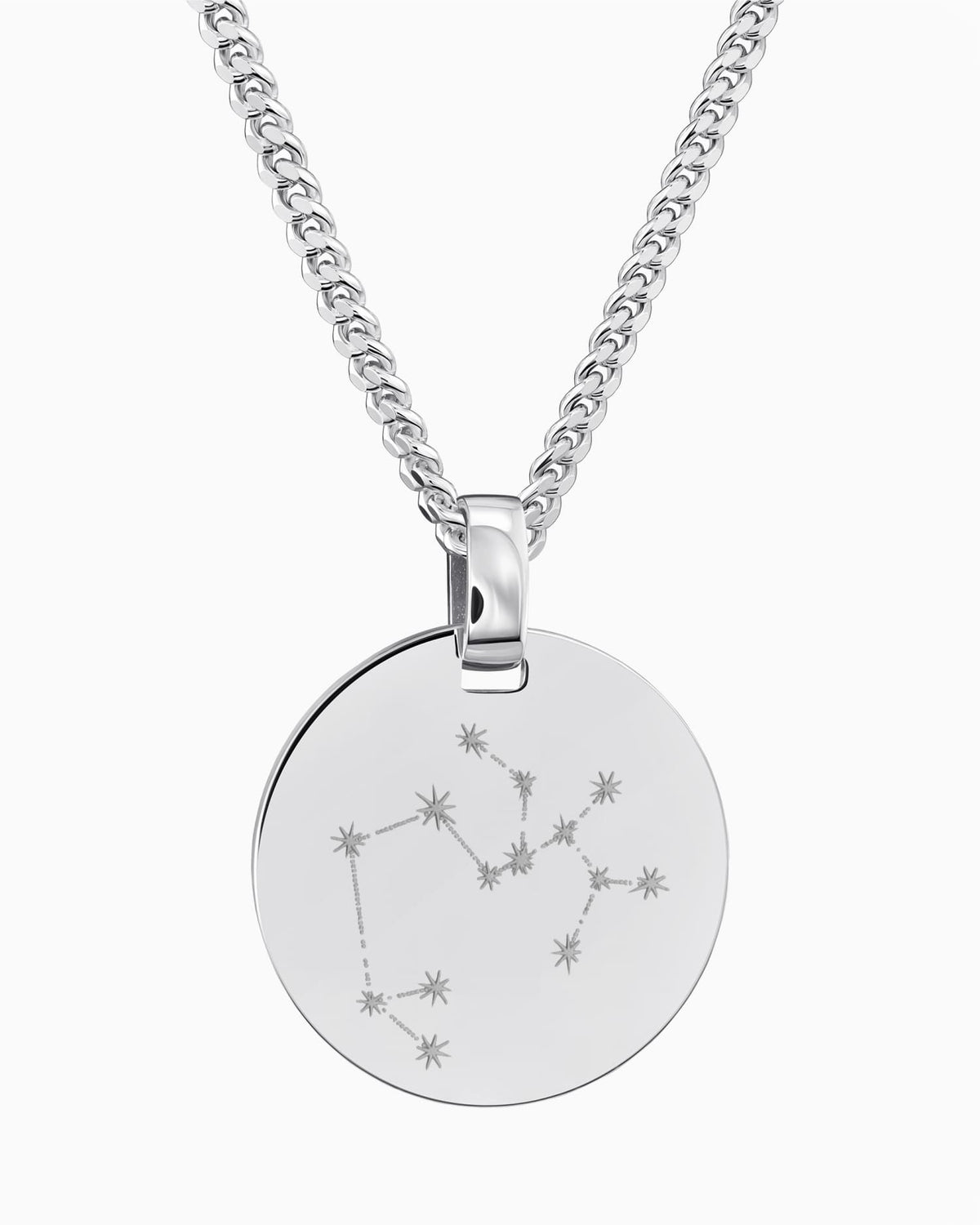 Star sign engraving plates necklace pendant round polished