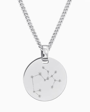 Star sign engraving plates necklace pendant round polished