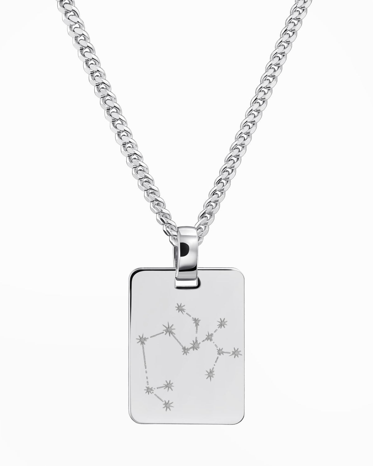 Zodiac sign engraving plates necklace pendant rectangle