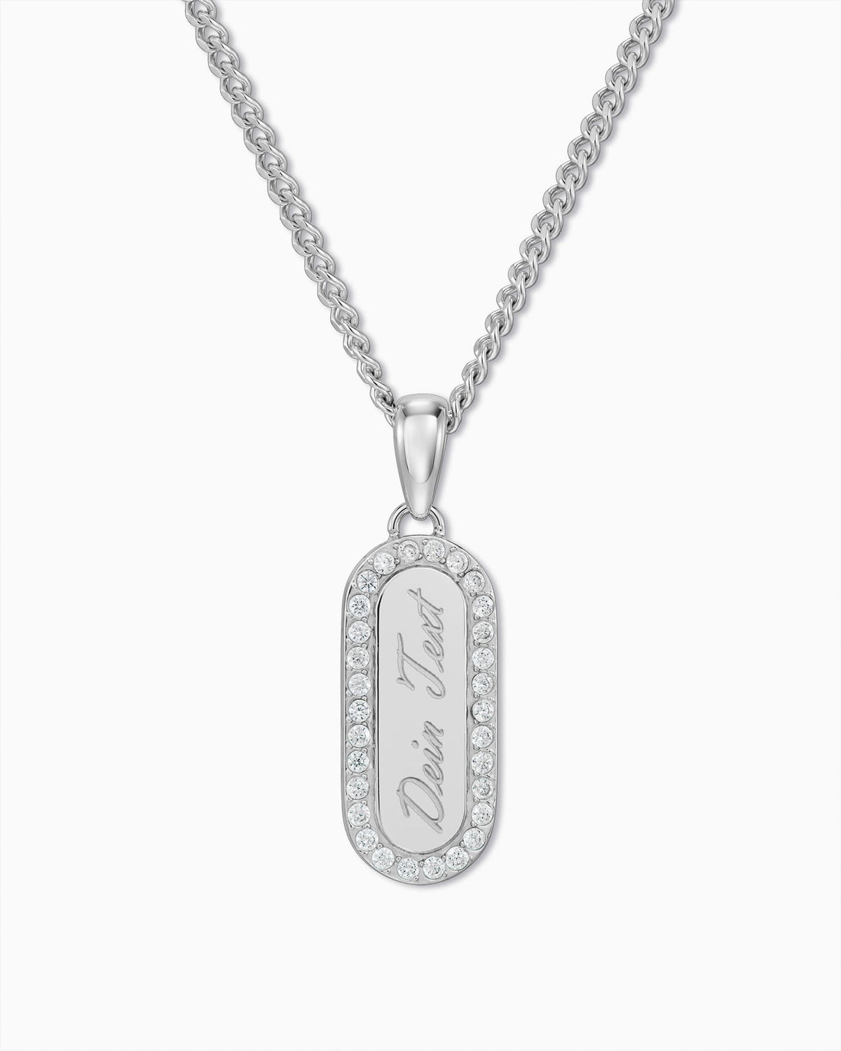 Gravurplatte Halskette Anhänger Zirkonia