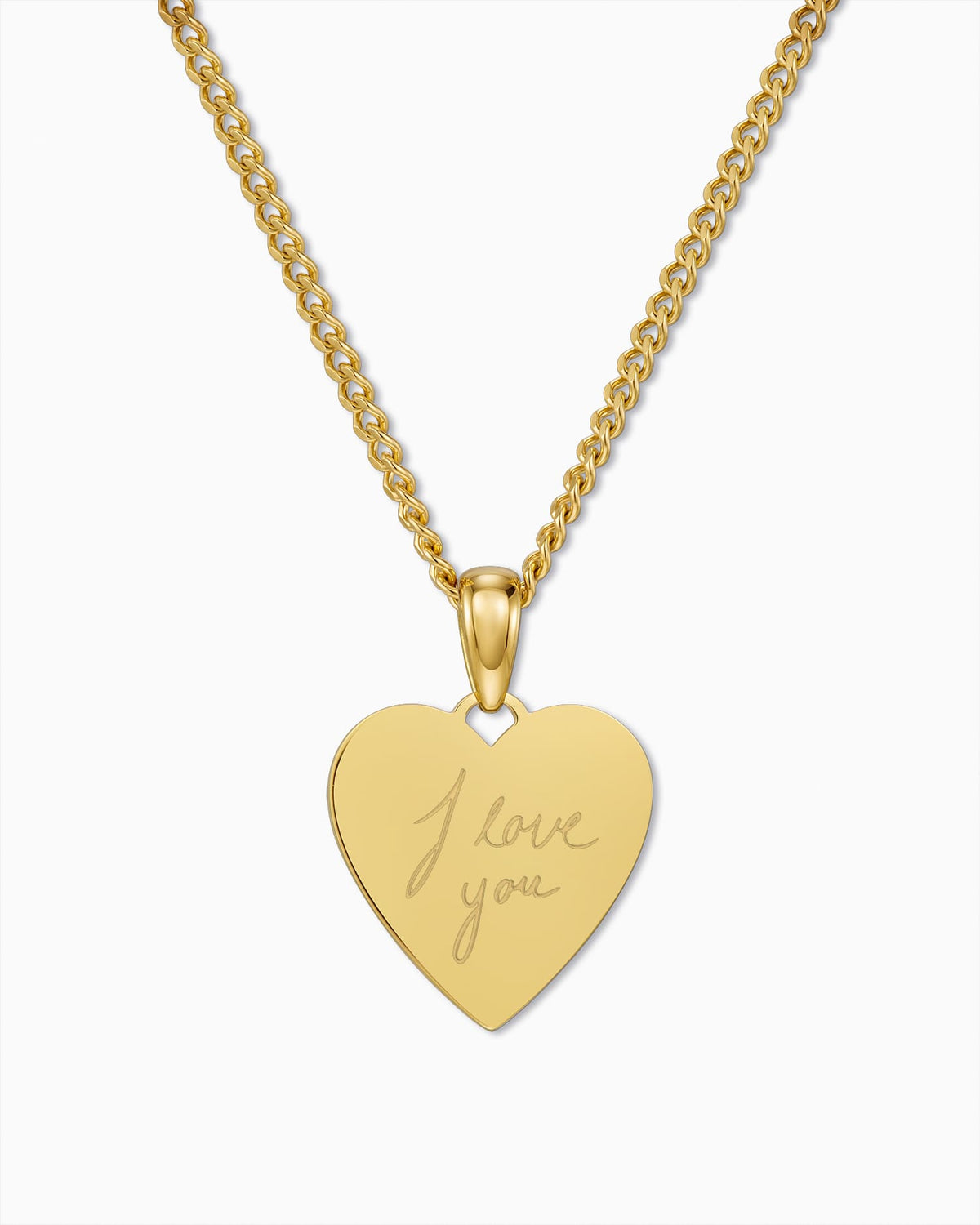 Handwriting Upload Heart Necklace Engraving Plate Pendant 15mm