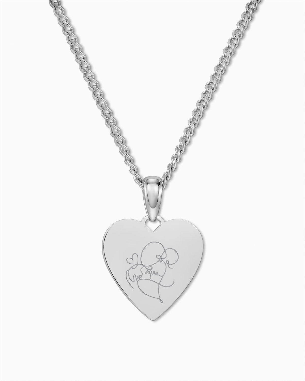 Image/Graphic Upload: Heart Necklace Engraving Plate Pendant, 15 mm