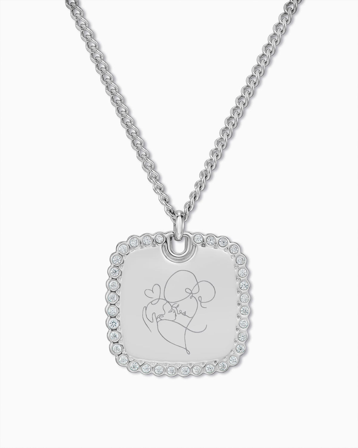 Image/Graphic Upload: Engraved Square Necklace with Zirconia