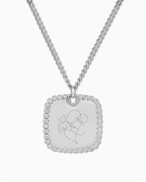 Image/Graphic Upload: Engraved Square Necklace with Zirconia