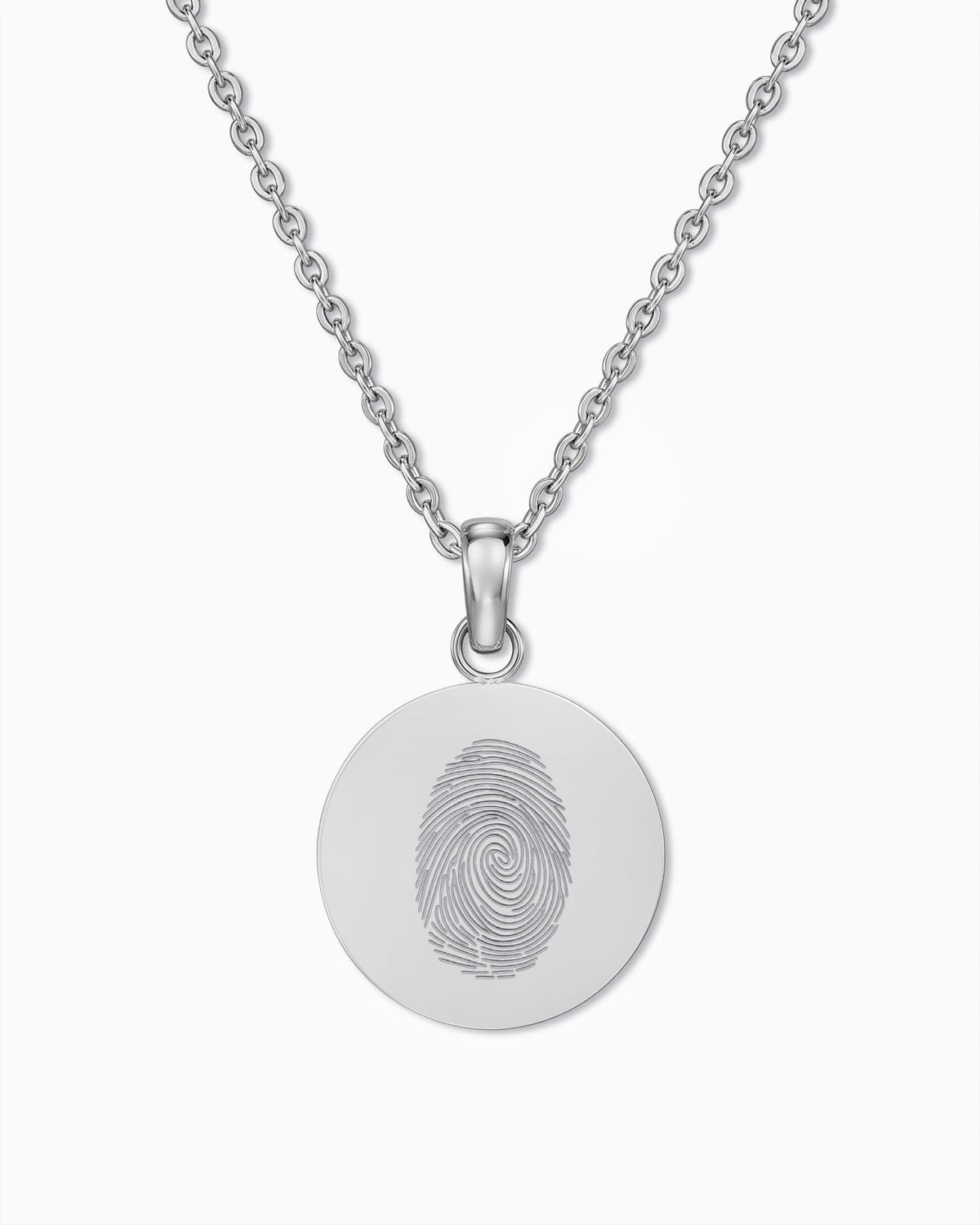 Ketting met gravureplaatjes voor vingerafdrukken, rond, 16 mm