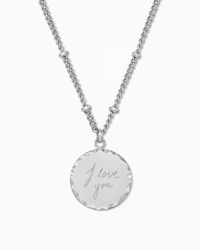Handwritten Upload Engraved Plate Round Necklace