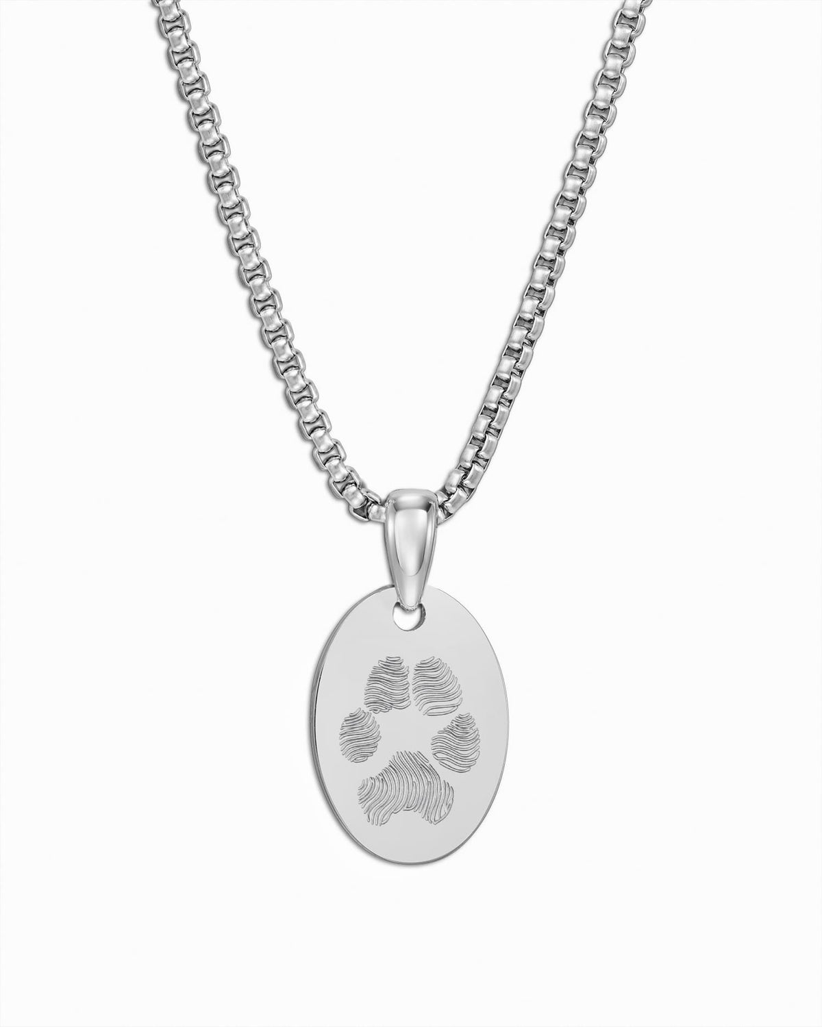 Pfotenabdruck Gravurplatten Halskette Anhänger Oval