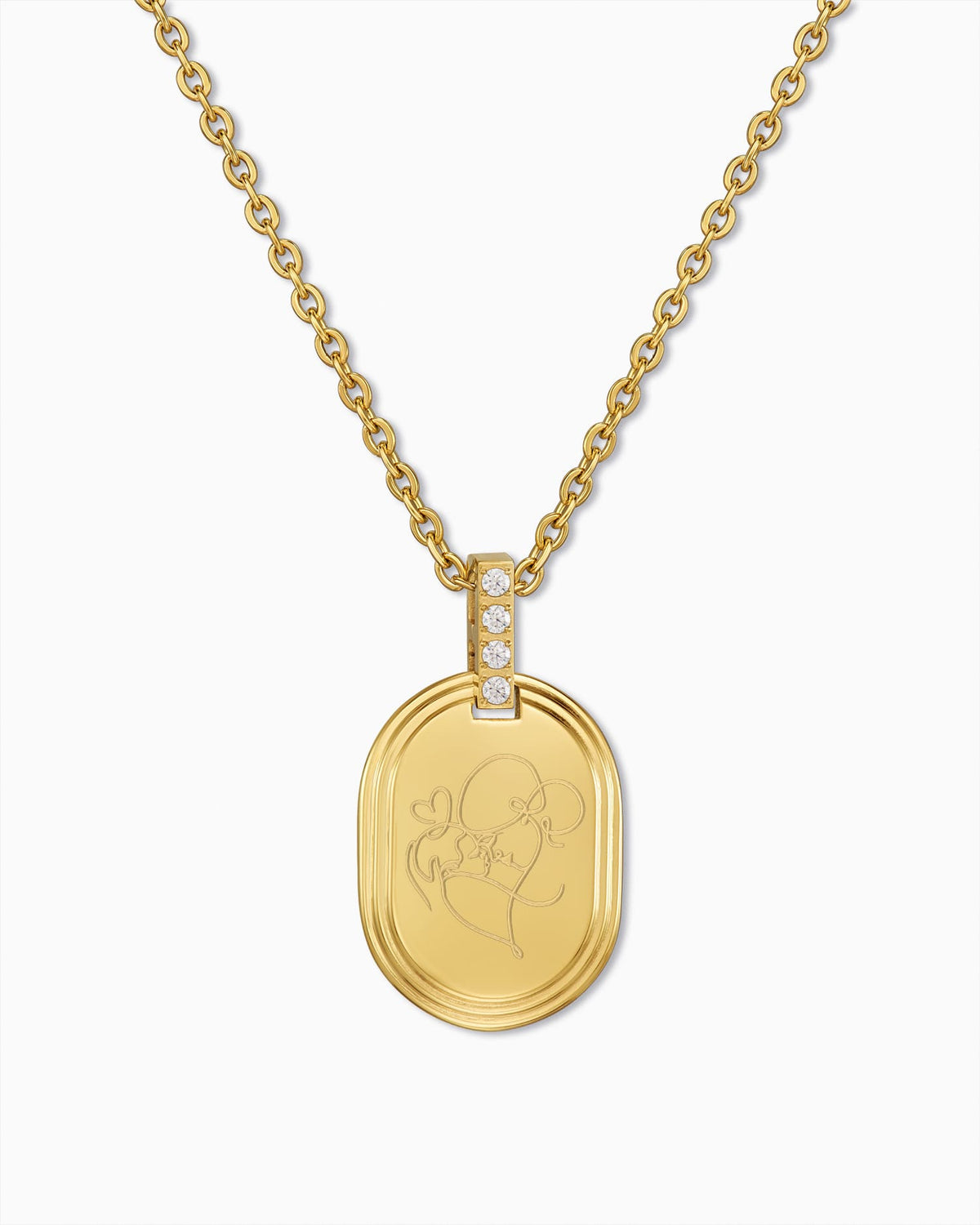 Image/Graphic Upload: Engraved Plate Necklace Pendant, Oval