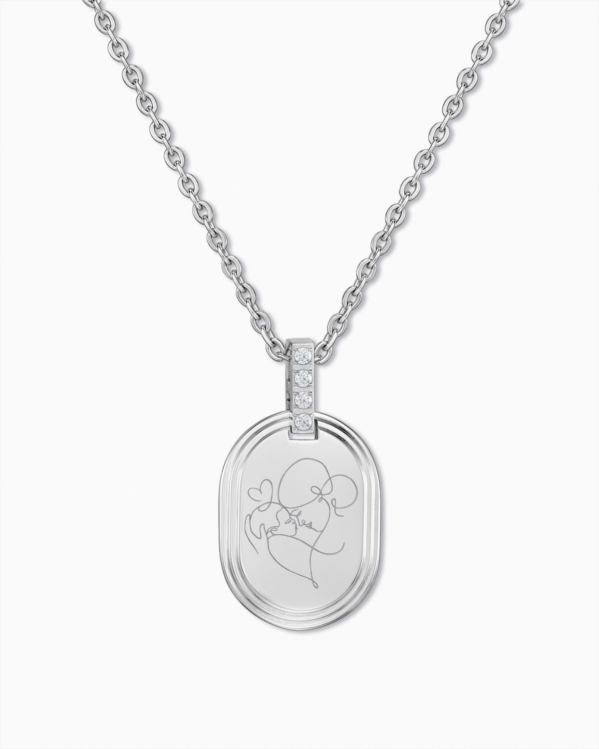 Image/Graphic Upload: Engraved Plate Necklace Pendant, Oval