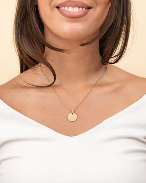 Image/Graphic Upload: Engraved Plate Necklace, Round Zirconia, 15 mm