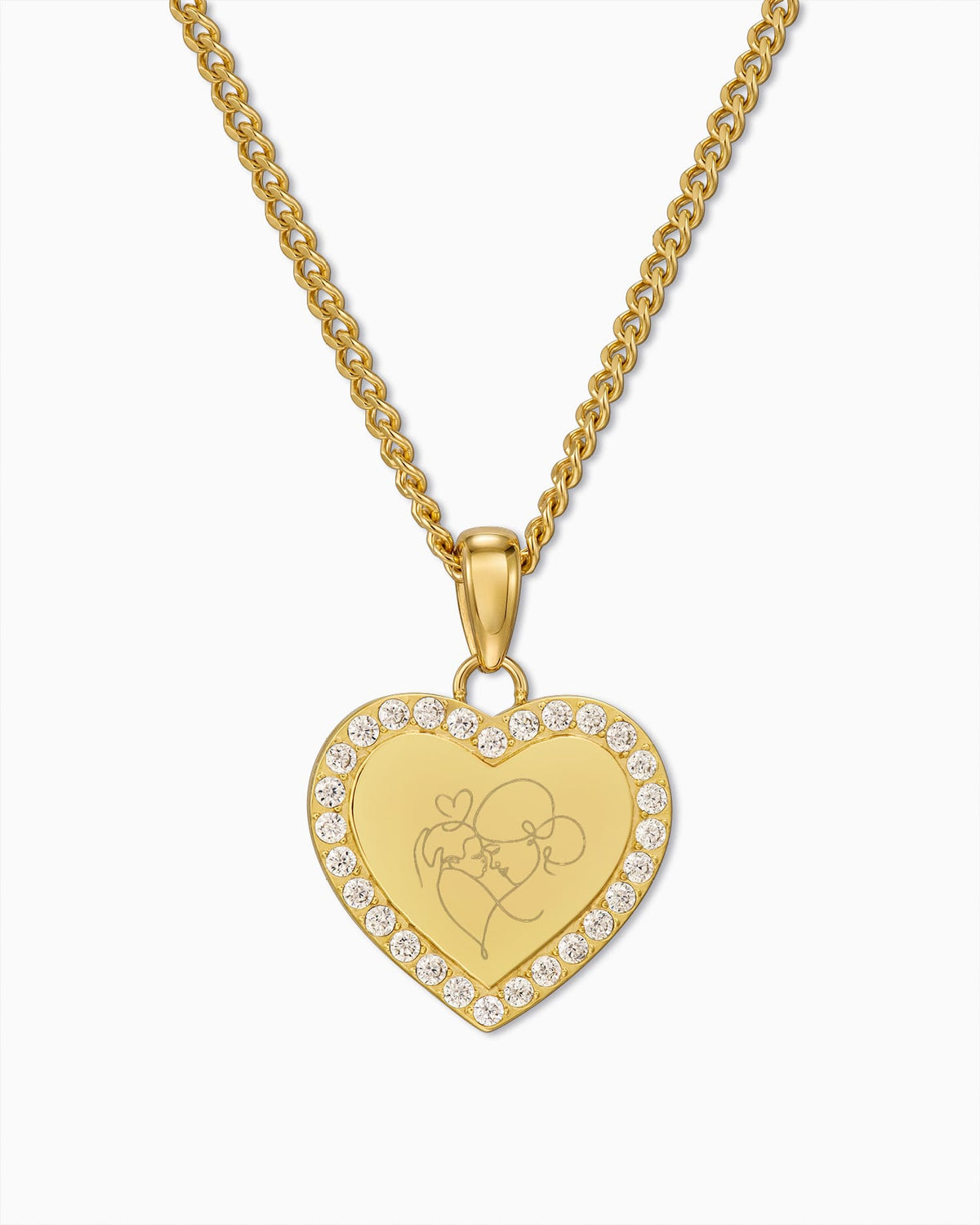 Image/Graphic Upload Heart Necklace Engraving Plate Pendant Zirconia