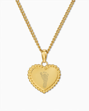 Fußabdruck Herz Halskette Gravurplatte Anhänger