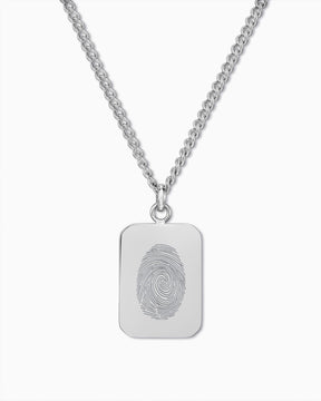 Hanger voor ketting met vingerafdruk-gravureplaat, rechthoekig