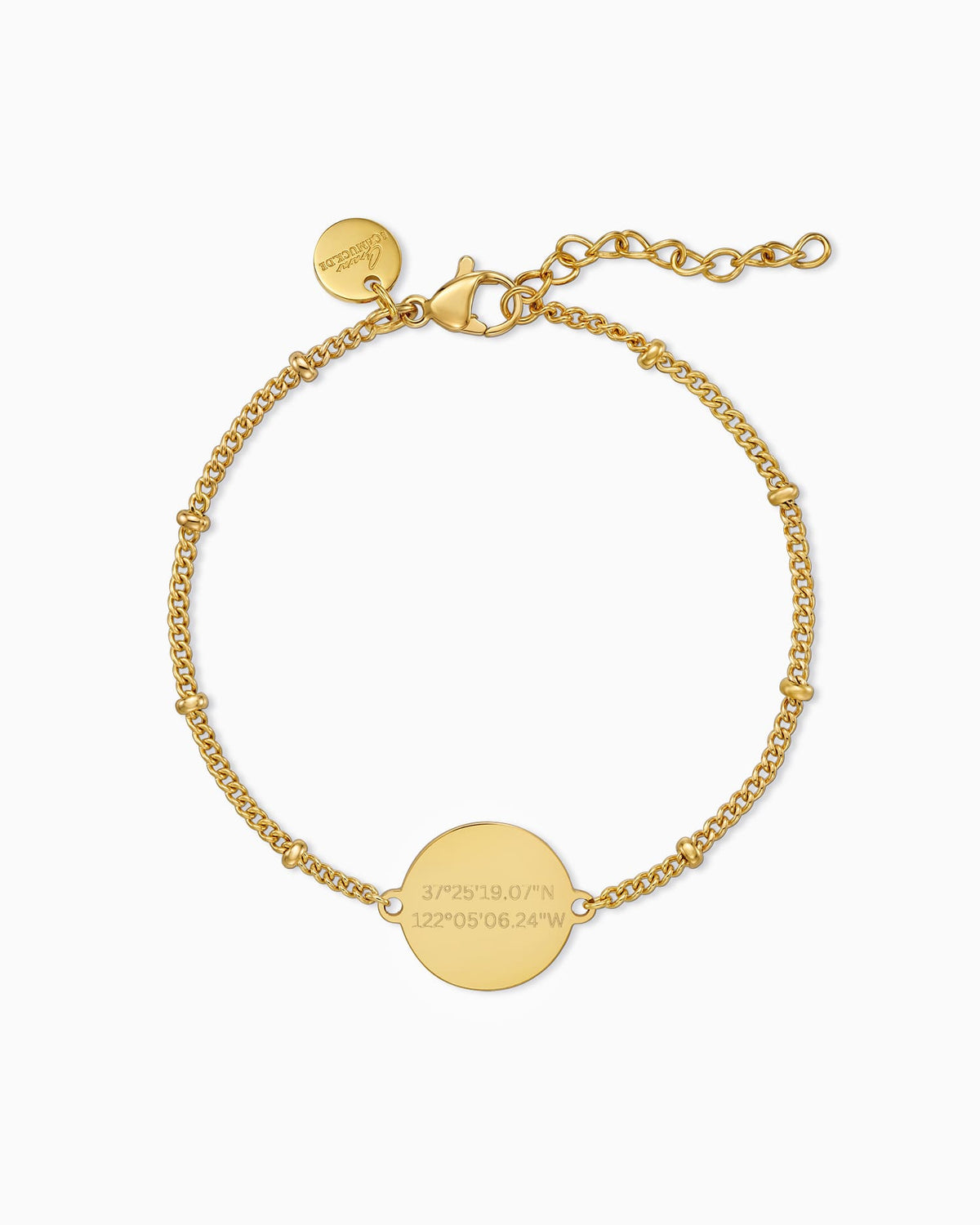 Koordinaten Gravurarmband Gravurplatte Rund