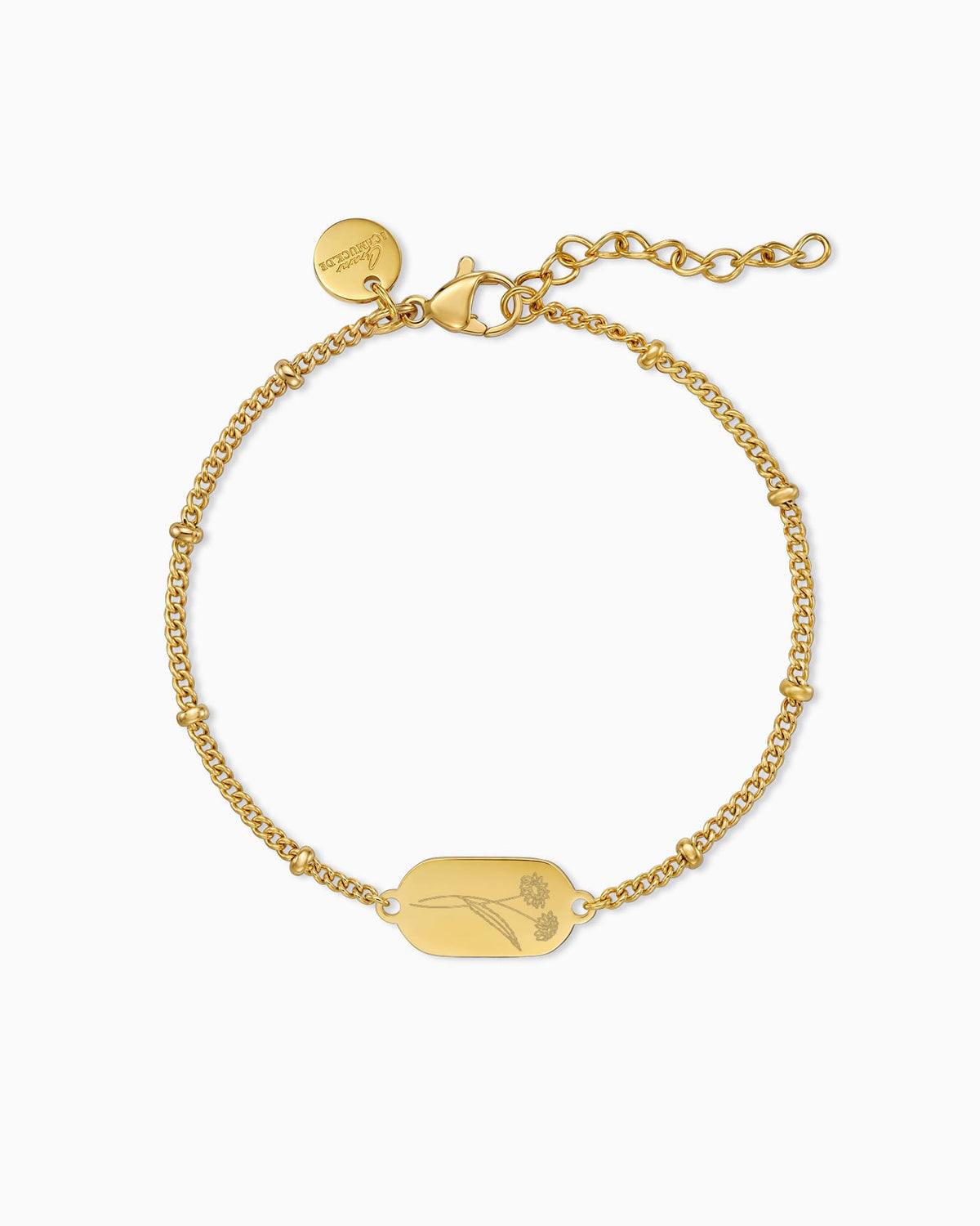 Geburtsblume Gravurarmband Gravurplatte Oval