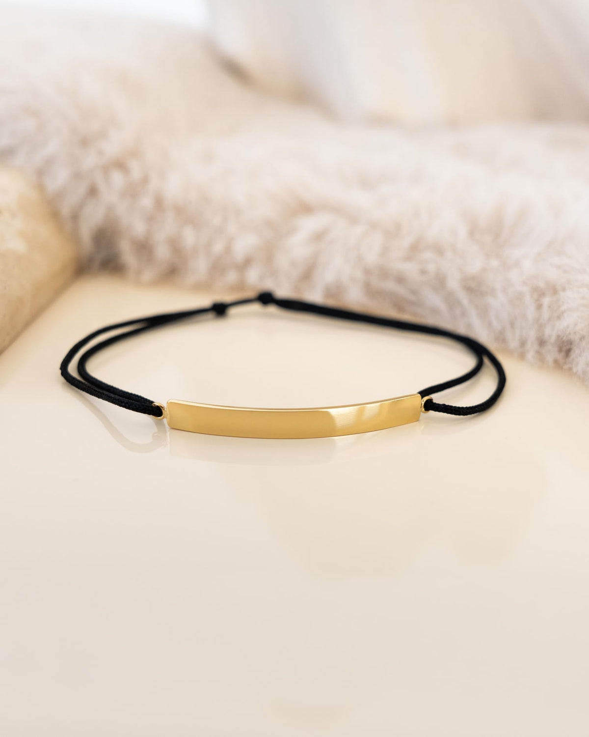 Gravurarmband Gravurplatte Stoffarmband Schwarz
