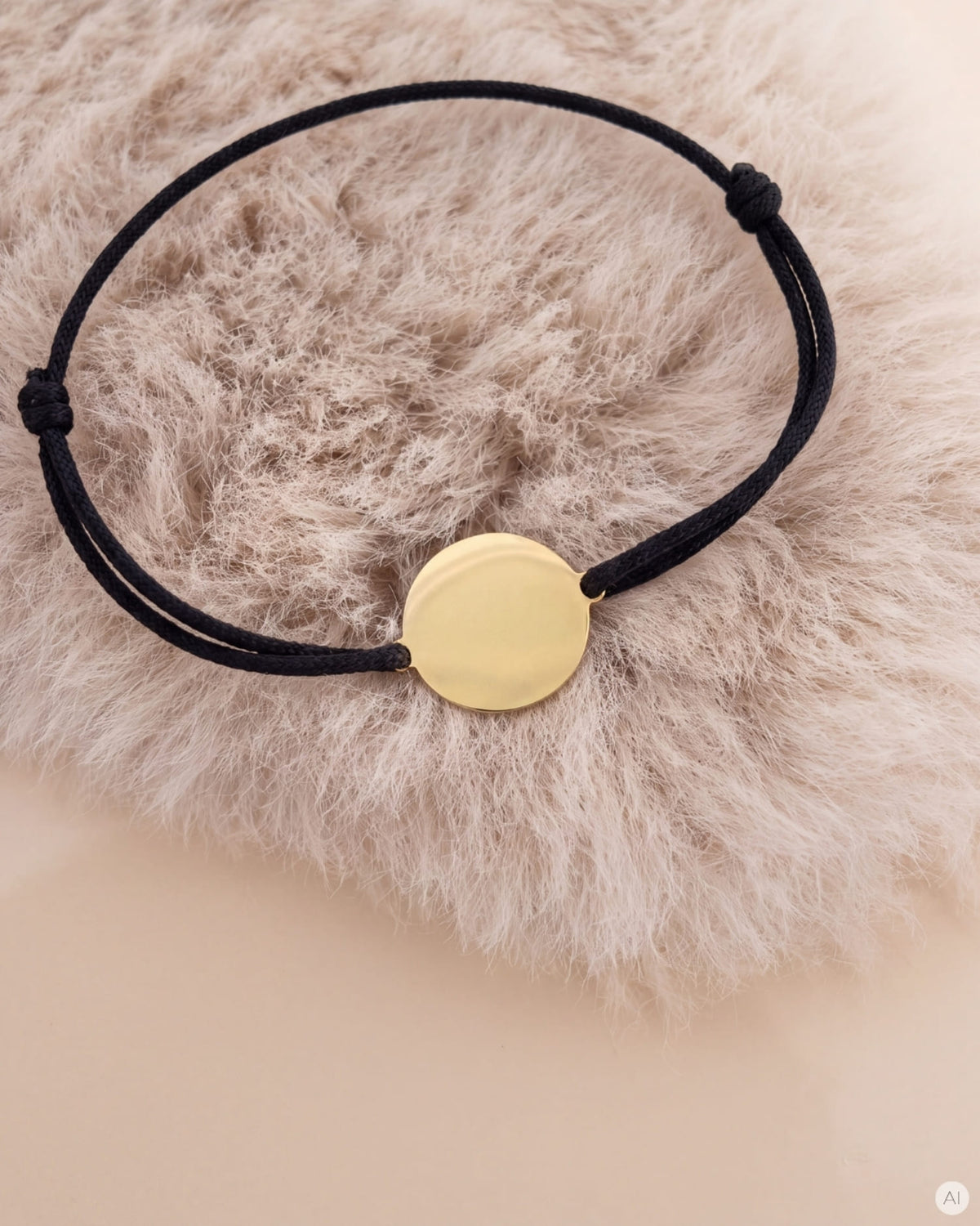 Initialen Gravurarmband Gravurplatte Stoffarmband Rund