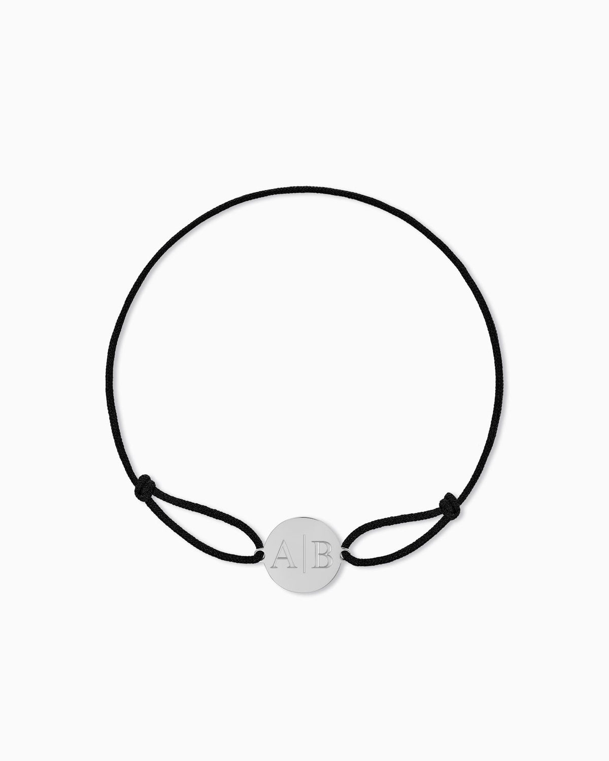 Initialen Gravurarmband Gravurplatte Stoffarmband Rund