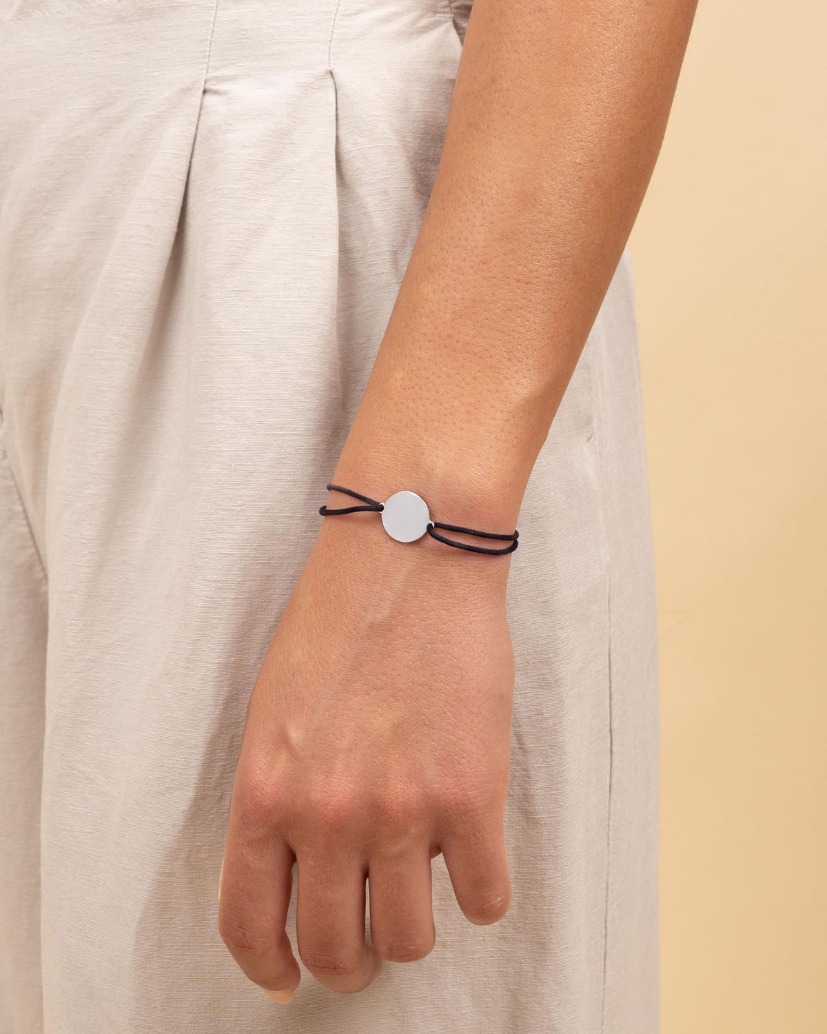 Koordinaten Gravurarmband Gravurplatte Stoffarmband Rund