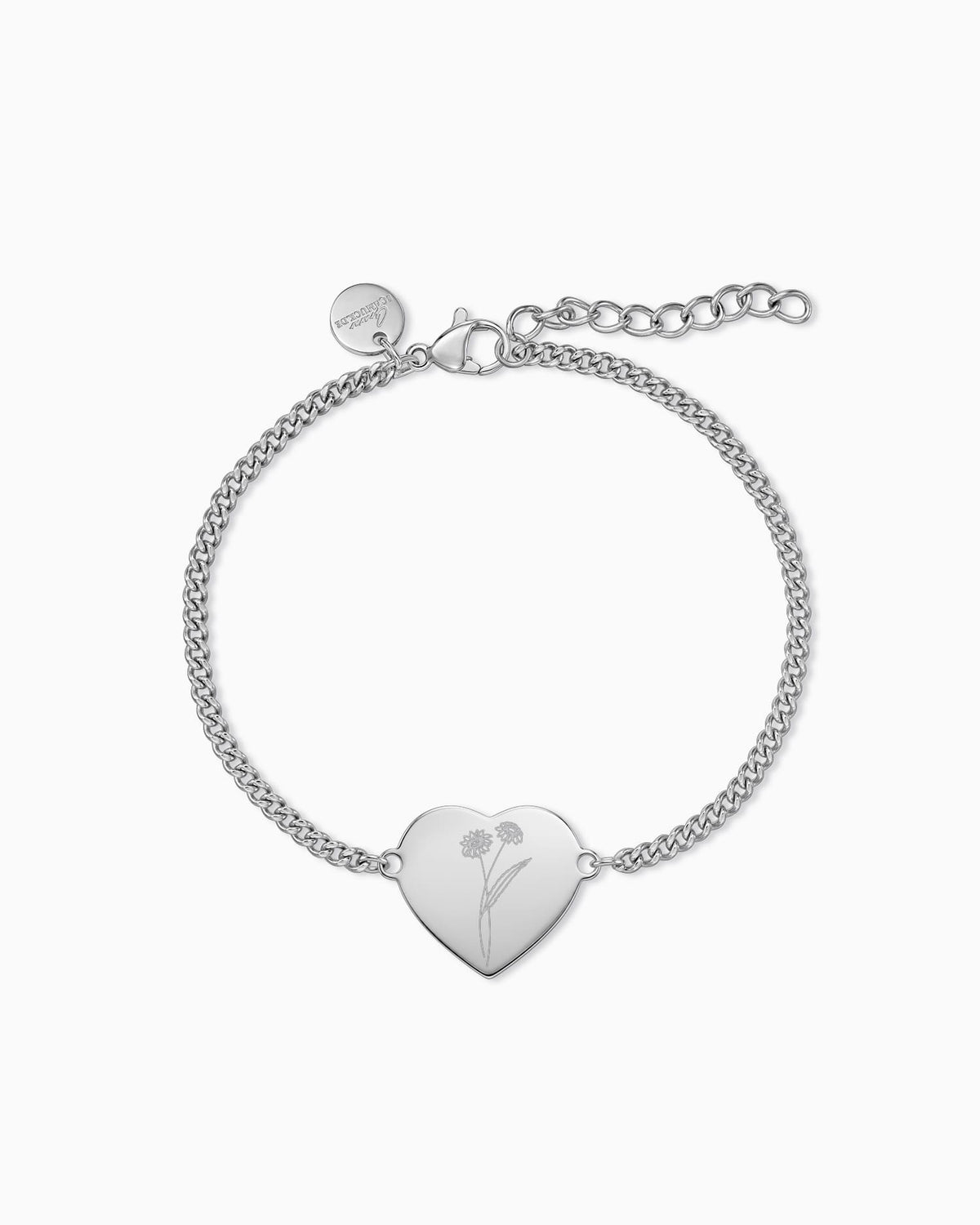Geburtsblume Gravurarmband Gravurplatte Herz