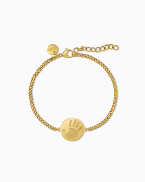 Handafdruk graveerarmband graveerplaatje rond