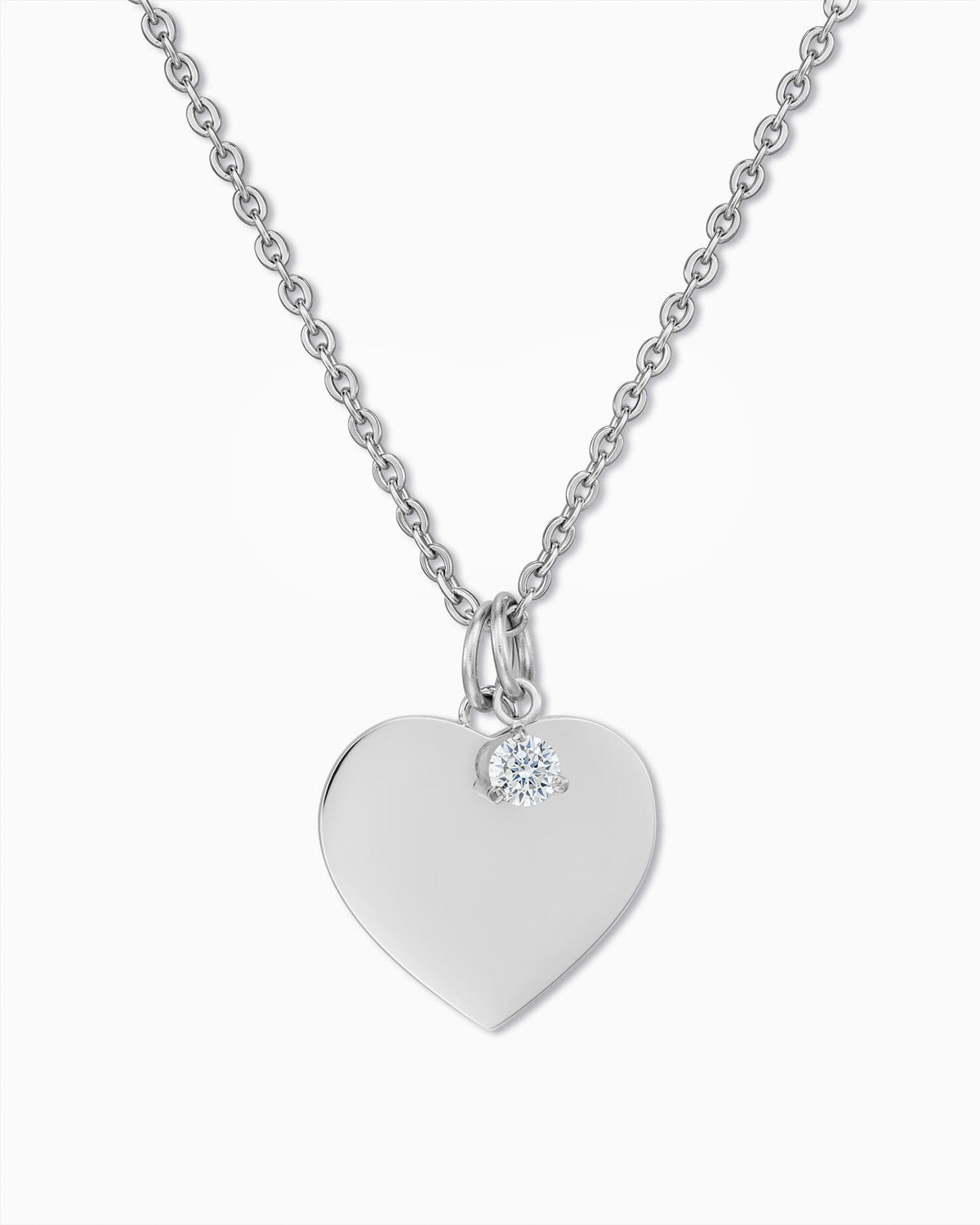 Herz Halskette Gravurplatte Anhänger Zirkonia Charm