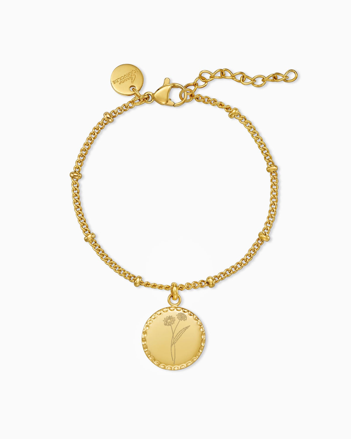 Geburtsblume Gravurarmband Gravurplatte Rund