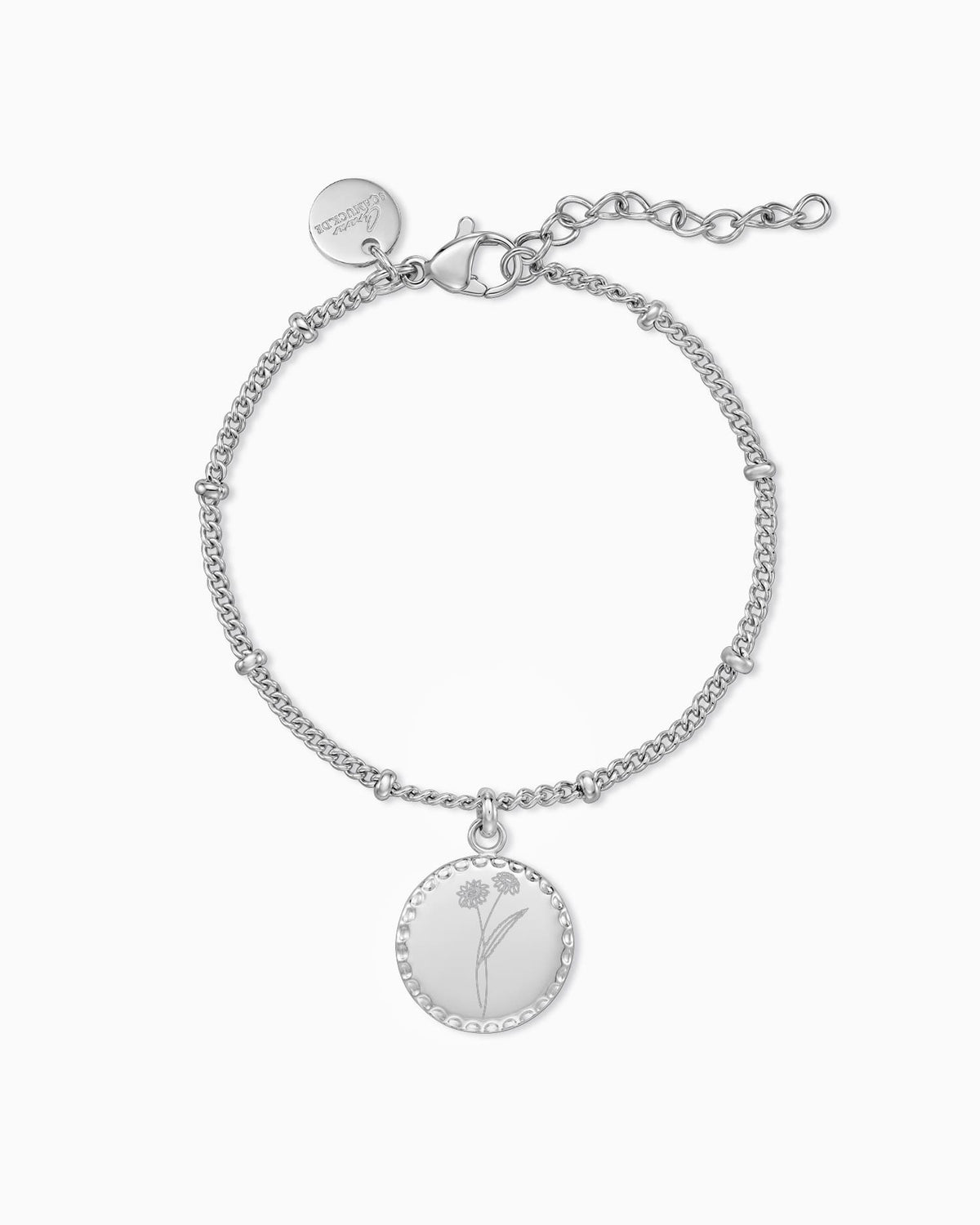 Geburtsblume Gravurarmband Gravurplatte Rund