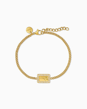 Geburtsblume Gravurarmband Gravurplatte Eckig Zirkonia