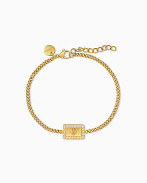 Handabdruck Gravurarmband Gravurplatte Eckig Zirkonia