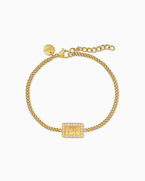 Armband met sterrenbeeldgravure, rechthoekig graveerplaatje, zirkonia