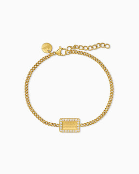 Koordinaten Gravurarmband Gravurplatte Eckig Zirkonia