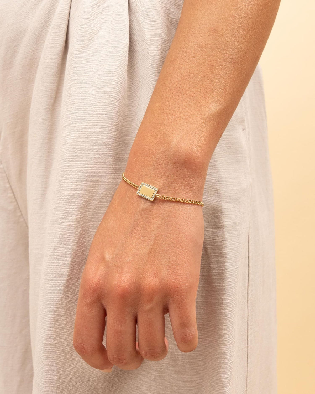Sternzeichen Gravurarmband Gravurplatte Eckig Zirkonia