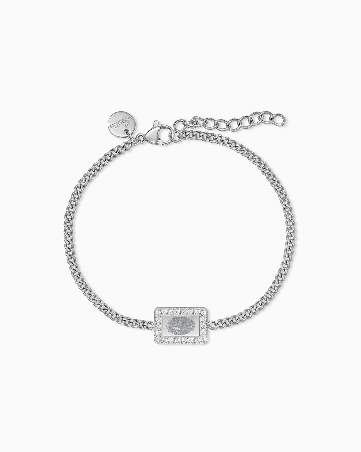 Fingerabdruck Gravurarmband Gravurplatte Eckig Zirkonia