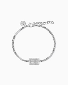 Fußabdruck Gravurarmband Gravurplatte Eckig Zirkonia