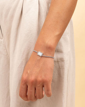 Initialen Gravurarmband Gravurplatte Eckig Zirkonia