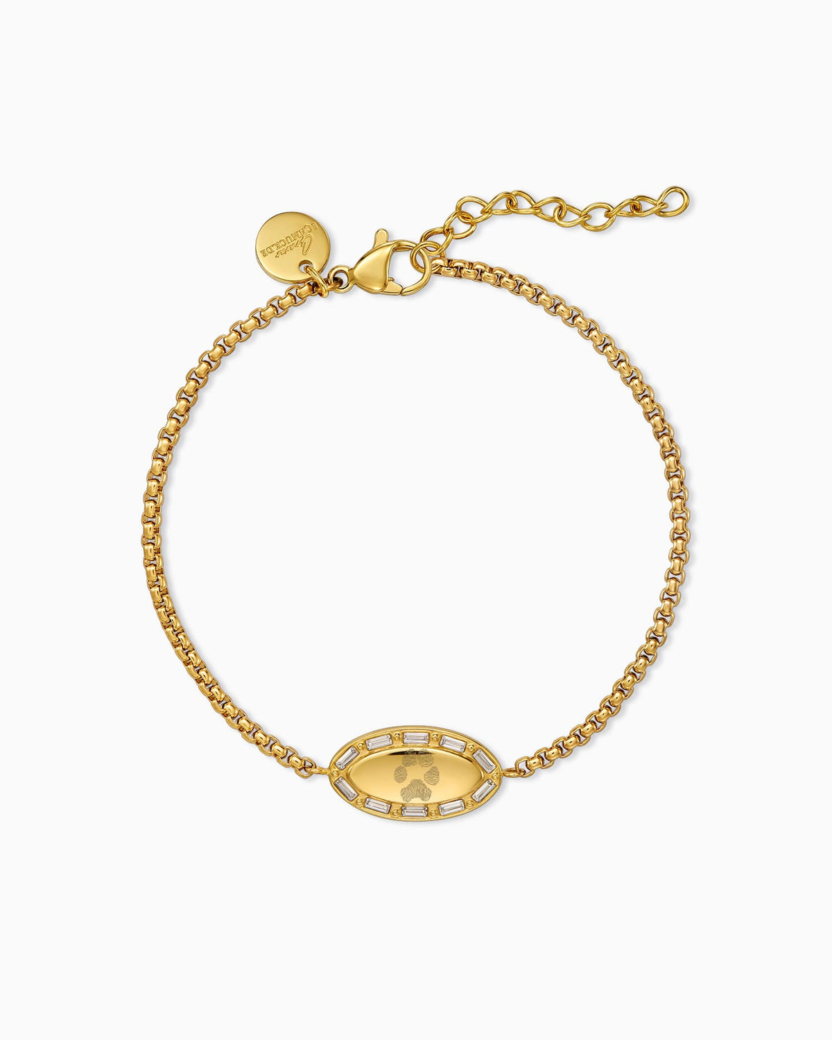 Paw print engraving bracelet engraving plate oval zirconia