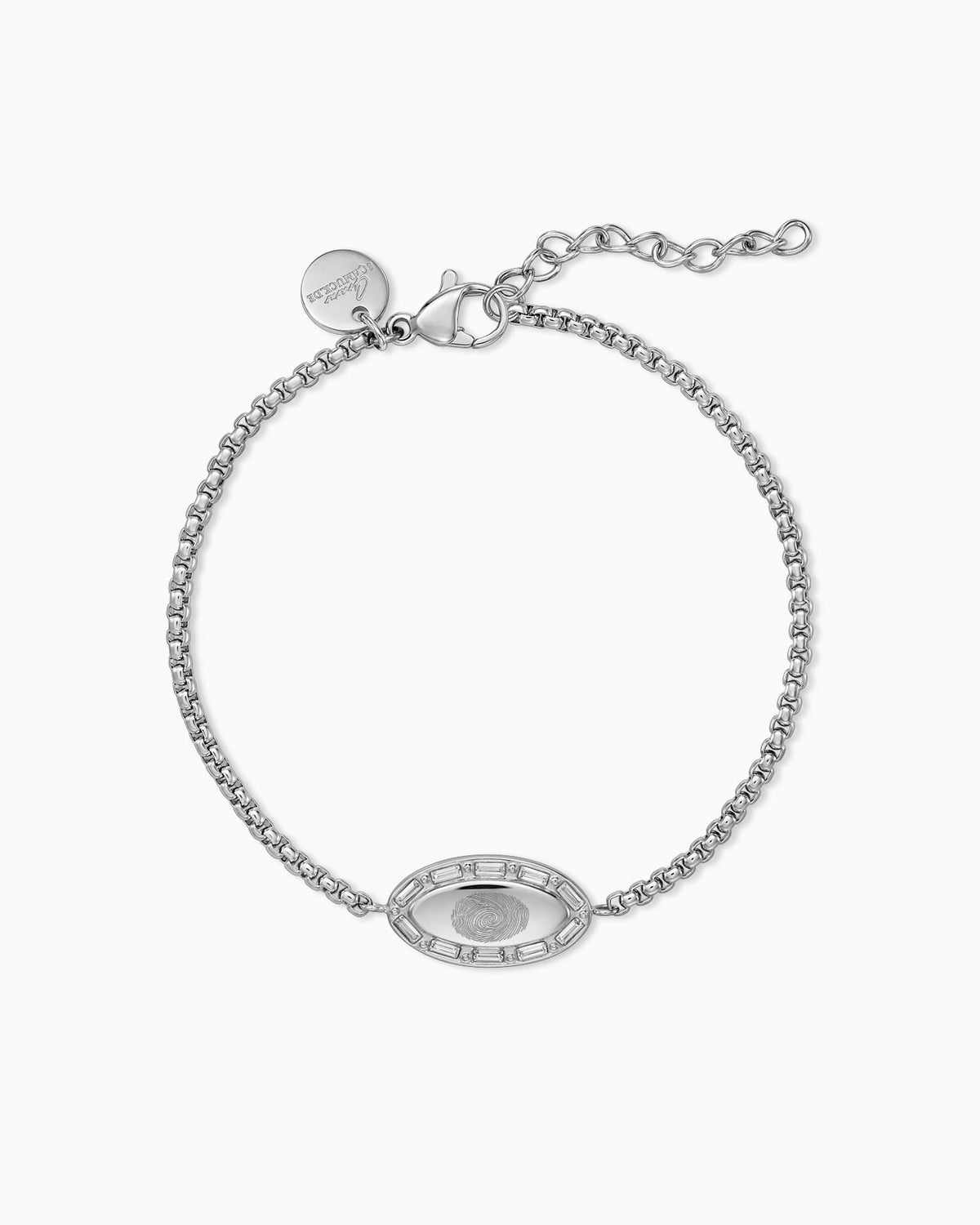 Fingerabdruck Gravurarmband Gravurplatte Oval Zirkonia