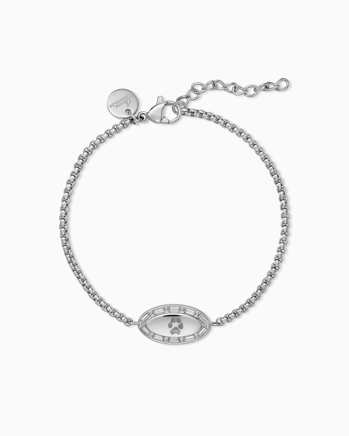 Paw print engraving bracelet engraving plate oval zirconia