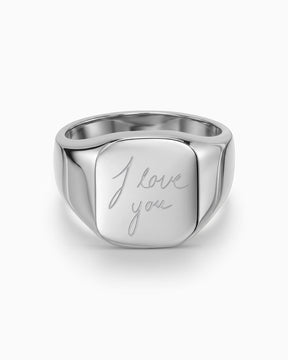 Handwritten Upload Engraving Oktagon Signet Ring