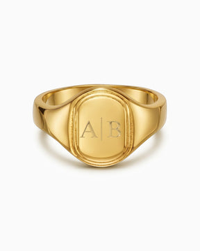 Initialen Gravurring Goldring Oval
