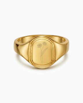 Geburtsblume Gravurring Goldring Oval