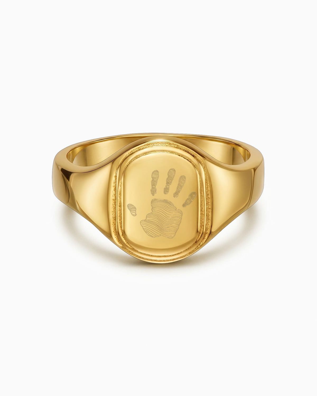 Handabdruck Gravurring Goldring Oval