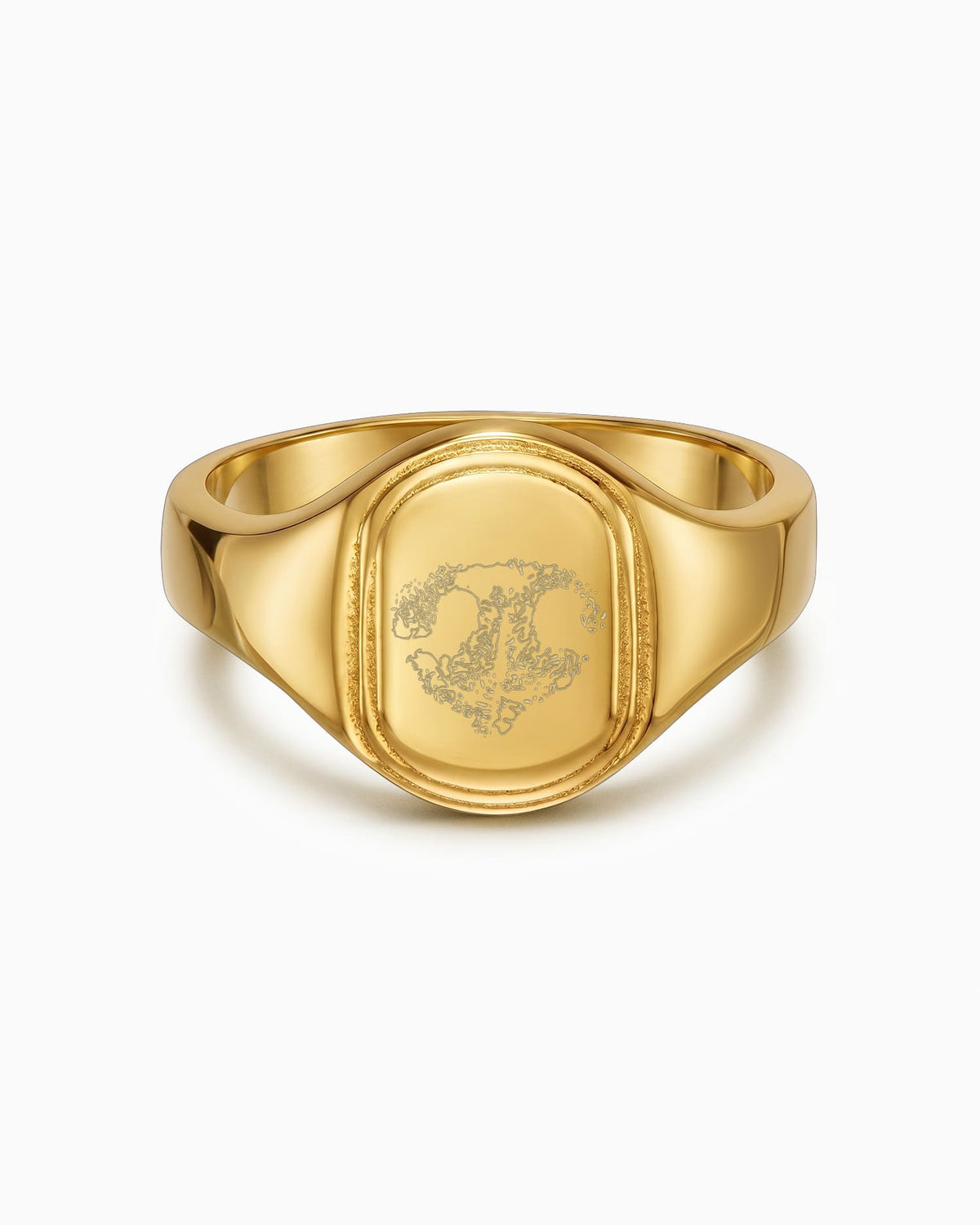 Neusafdruk, gegraveerd, gouden ring, ovaal