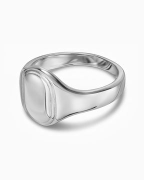 Koordinaten Gravurring Silberring Oval