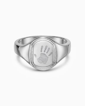 Handabdruck Gravurring Silberring Oval